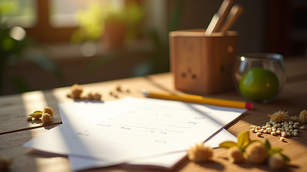 Brewing notes and ingredients on a workspace